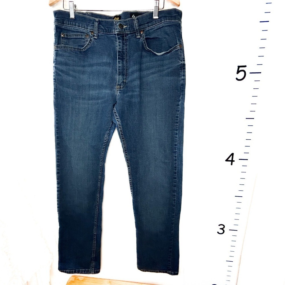 Lee Blue Whiskering Jeans Classic Fit Barn Chore Men's 36x32